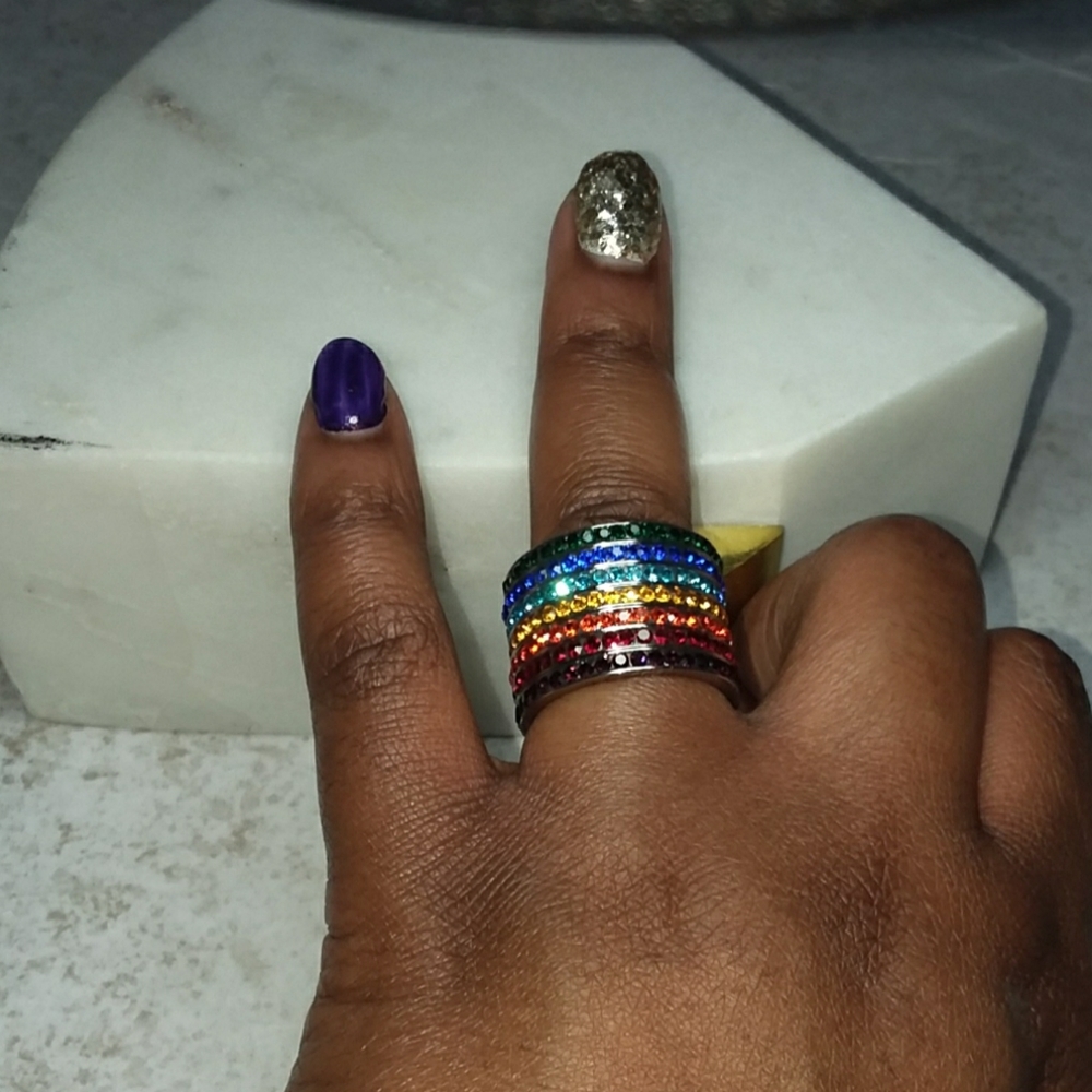 7 multi color bands size 10